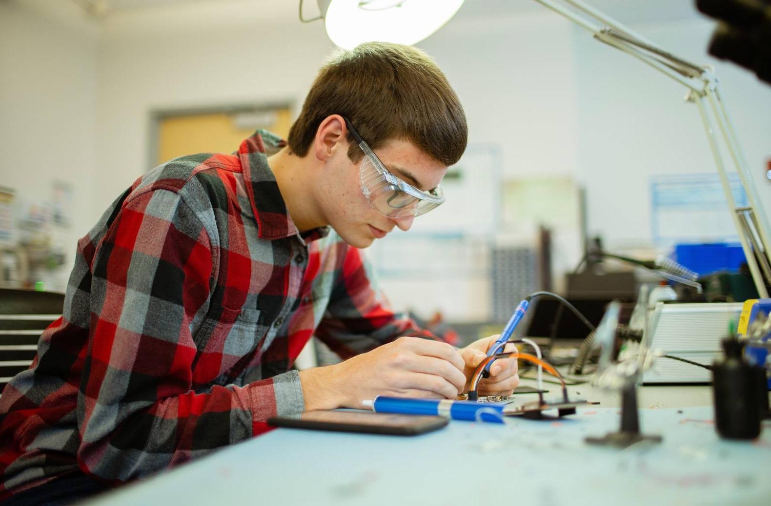 Student working in the lab